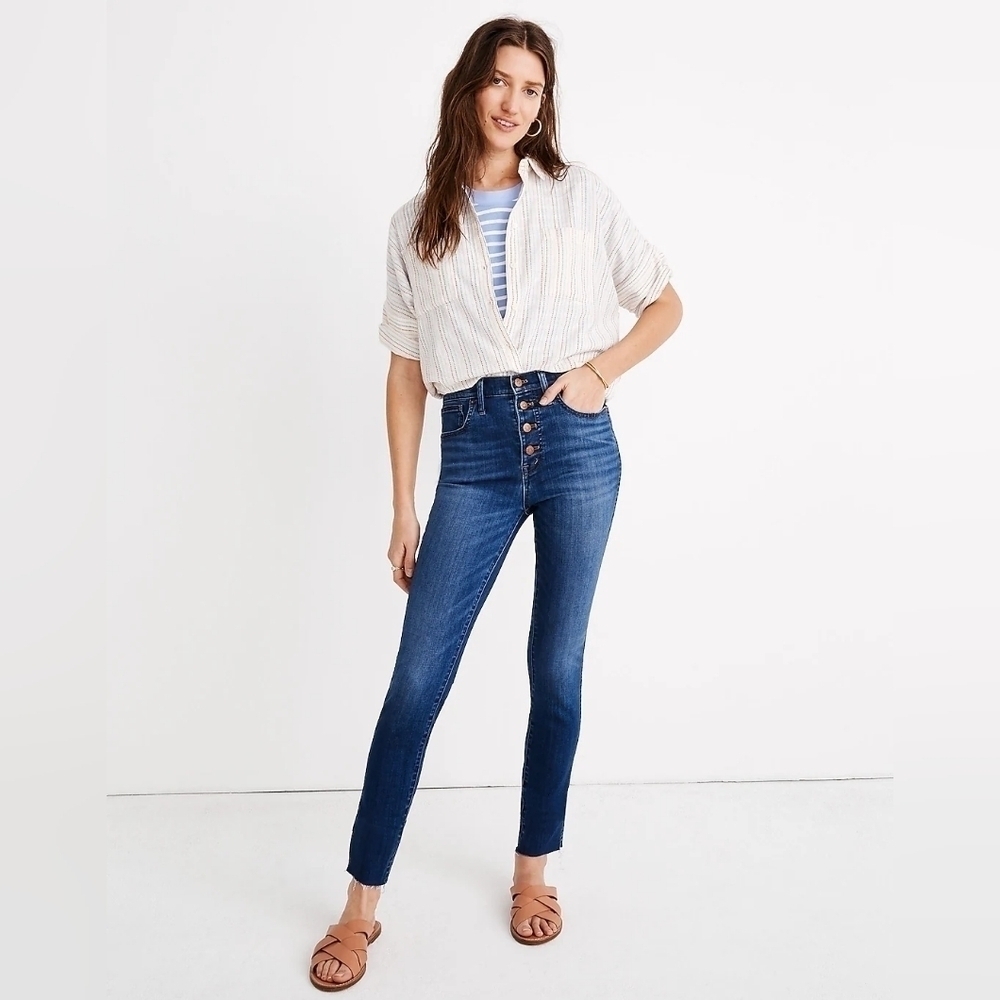 🍁Madewell 10" High-Rise Skinny Crop Jeans: Button-Front TENCEL™, Size 26